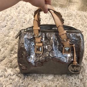 Michael Kors silver monogram tote